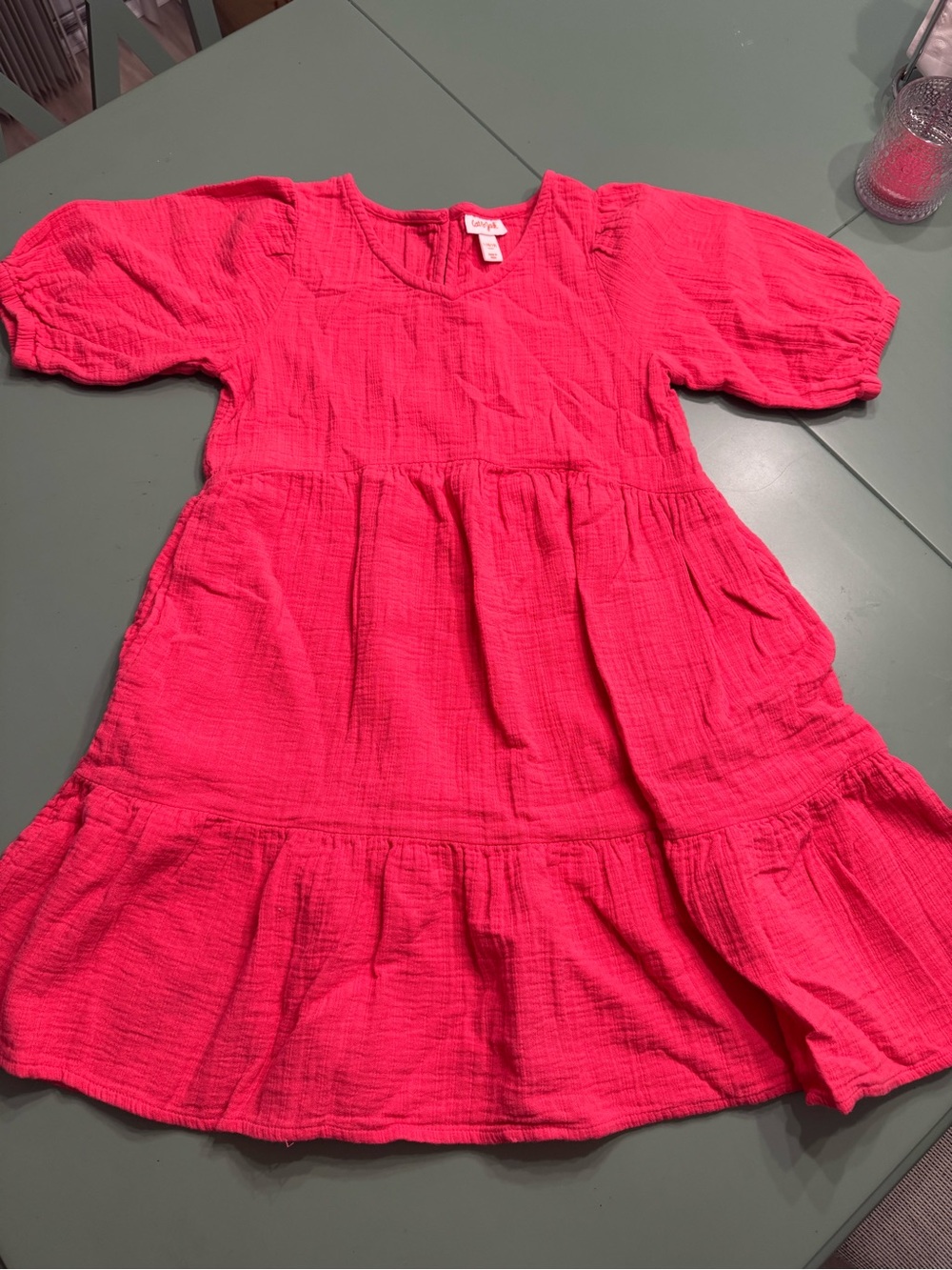 Cat & Jack Bright Pink Tiered Cotton Dress